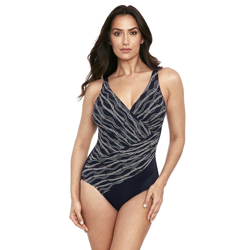 Miraclesuit Women's Plus Colorblock Oceanus V-Neck One Piece Swimsuit 16W